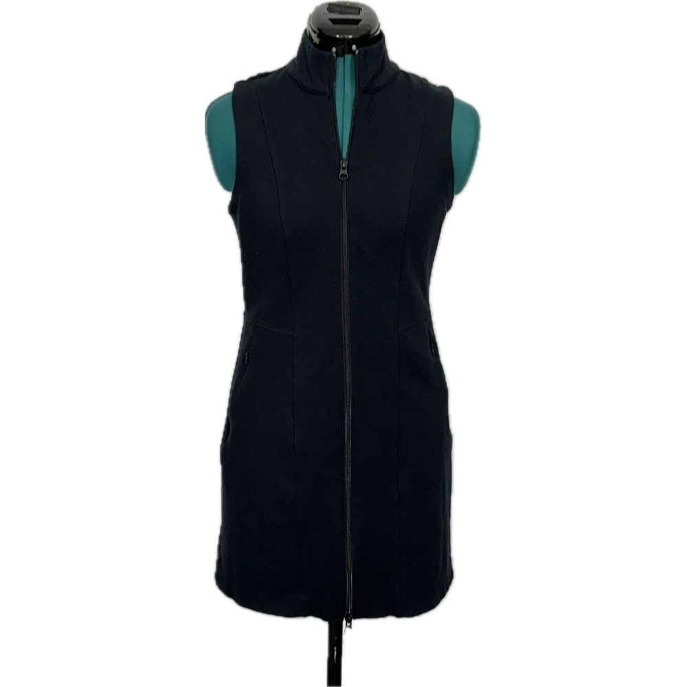 Title Nine Passport Ponte Dress Black Small Full Zip Front Sleeveless Stretch